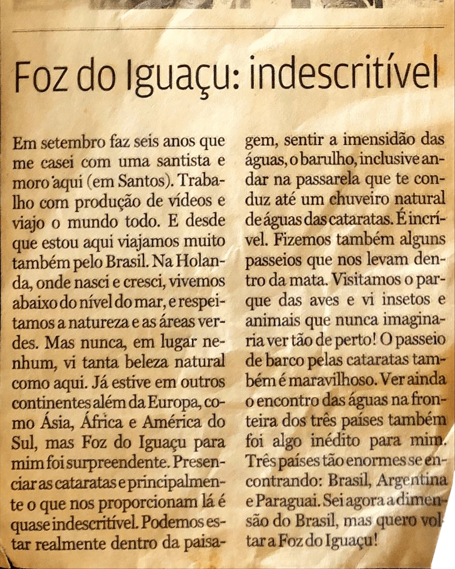 A Coluna do Viajante - A Tribuna Santos , René Schaap